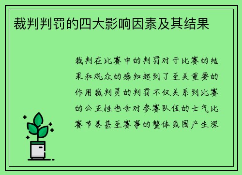 裁判判罚的四大影响因素及其结果